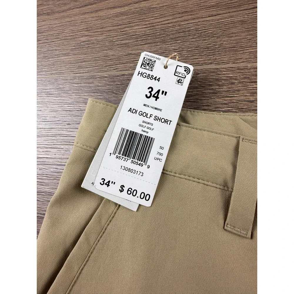 Adidas Adi Golf Shorts Mens 34" Hemp Beige Performance Khaki HG8844 NEW - Picture 9 of 11